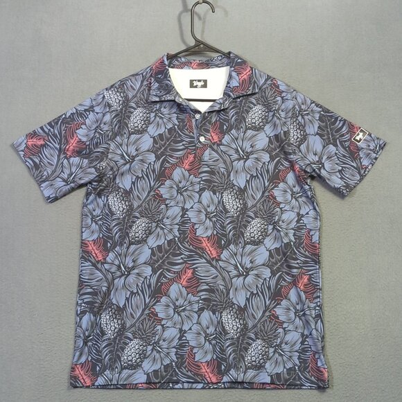 Waggle Polo Shirt Men's L Multicolor Pineapple Floral Performance Stretch Golf - Picture 2 of 8